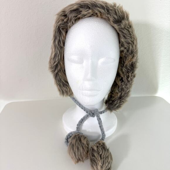 San Diego Hat Co Kid Cable Knit Beanie Pom Pom Neck Tie Size 5-7 yrs Winter Gray - Picture 2 of 10